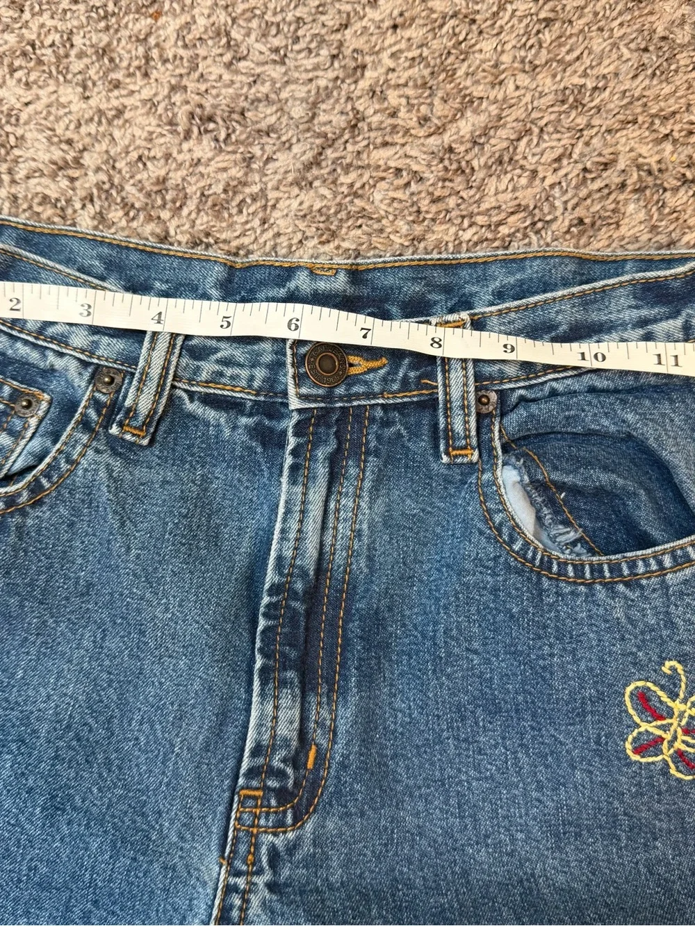 90s Gap Girl Patched Embroidered Jeans Size 16 Vintage Y2K